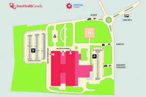 Grafika przedstawia plan sytuacyjny Szpitala Żywiec.